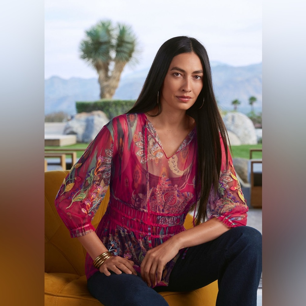 Johnny Was Feather Lark Mesh Blouse B13624-1